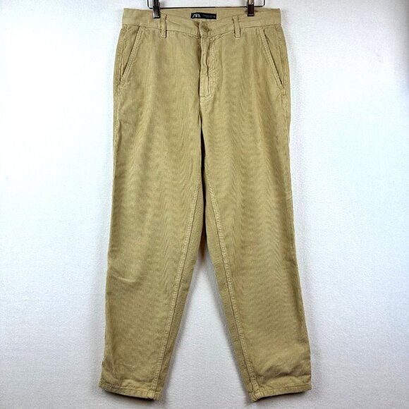 Zara Tan Corduroy Pants Mens Size 31 Retro Y2K American Street Baggy Monotone - Picture 1 of 11